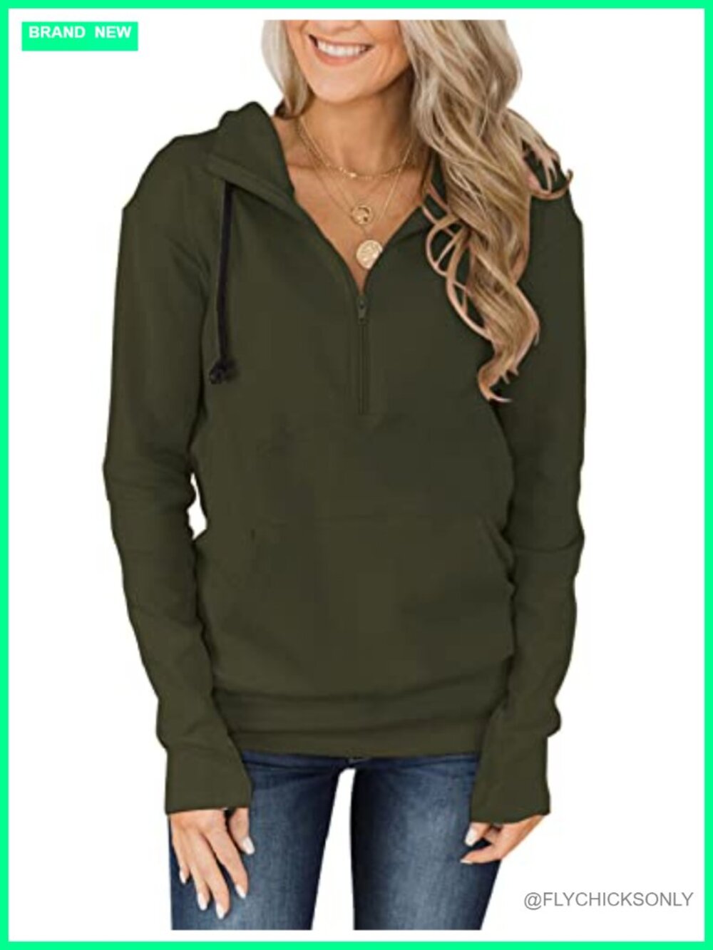Womens Quarter Zip Pullover Hoodie Long Sleeve Casual Sweatshirt with Pocket